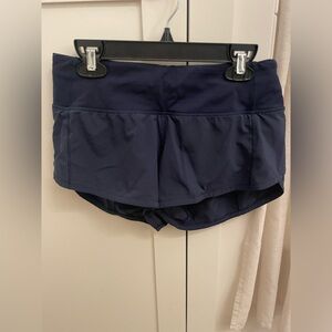 Navy Lululemon Lowrise 2.5 Inch Speedup Shorts